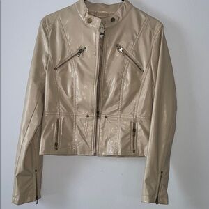 Poetry Beige Faux Leather Jacket